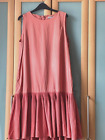 Cos: Cotton Coral / Salmon Pink Pleated Dress - Size 40 (L/12)