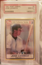 1991 Jose Canseco Post Cereal PSA 10