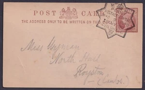 1890 1/2d Postkarte Guildhall Penny Porto Jubiläum Stornieren an Royston - Bild 1 von 2