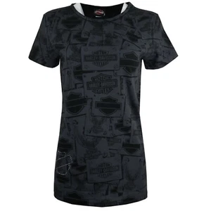 T-shirt donna Harley Davidson ombreggiati carbone aquila cotone nero 156 - Foto 1 di 4