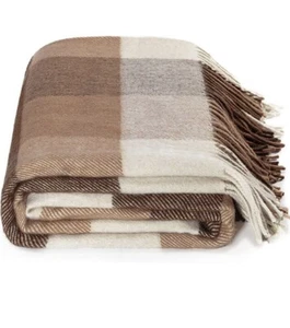 Farridoro Wool Throw Blanket Fringe 51 Inch with 67 Inch Wool Decorative - Picture 1 of 9