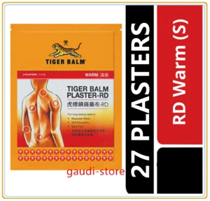 1 BOX 27 PLASTERS TIGER BALM WARM PLASTER-RD MEDICATED PAIN RELIEF(10cm x 14cm) - Picture 1 of 2