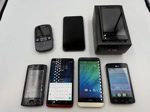 Lot Of 7 Cell Phones LG SAMSUNG HTC MOTO SANYO BLOCKED NOT WORKING FOR PARTS - Picture 1 of 9