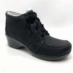 Alegria Elsa Houndstooth Ankle Boot Booties Black Lace Up Woman 10.5 /41 Chukka - Picture 1 of 8