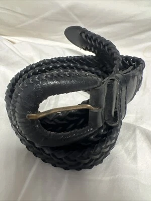 Женский черный плетеный ремень из искусственной лакированной кожи размер 14/16 - Изображение 1 из 4