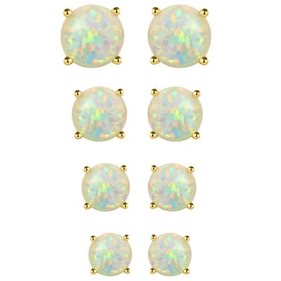 Mujeres Niñas Bling Redondo Ópalo Pendientes Hipoalergénicos Piercing Joyería Regalo Foto 1 de 4