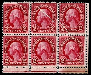 US# 634 *MINT OG H* { "SCARCE TRIPLE PRE-PRINTING PAPER FOLD } ERROR ON BLOCK 6 - Picture 1 of 1