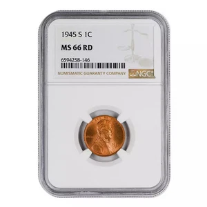 1945-S Lincoln Wheat Cent NGC MS-66 RD - Picture 1 of 2