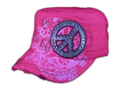 Gorra Peace Sign on Pink Cadet con visera vintage envejecida Foto 1 de 4