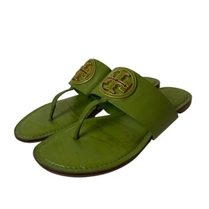 Tory Burch women’s thong sandals green leather size 10M - Picture 1 of 11