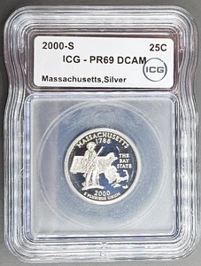 2000-S Massachusetts Silver Quarter ICG PR 69 DCAM - Picture 1 of 2