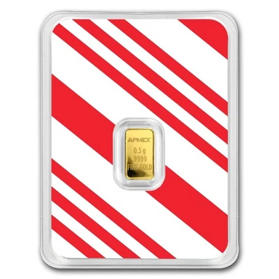 1/2 gram Gold Bar - APMEX (w/Candy Cane Stripes Card, In TEP) - Image 1 of 4