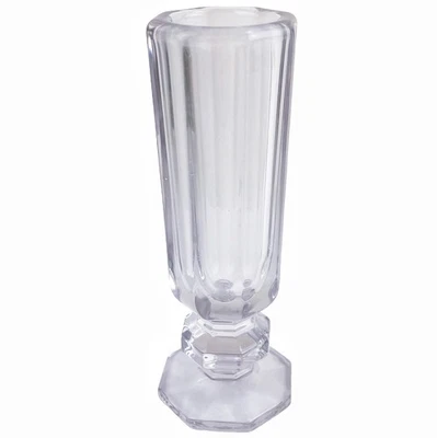 Vintage Antique Sun Purple Glass Bud Vase Octagonal Slightly Solarized Footed 6" - Image 1 of 4