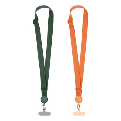 2er Pack Verstellbares Handy Schlüsselband für Smartphones, Dunkelgrün/Orange - Bild 1 von 4