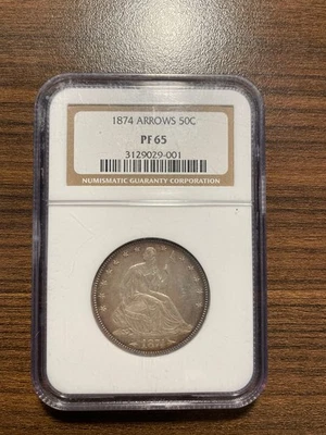 1874-P Arrows at Date Seated Liberty Silver Half 50C PROOF PF 65 ONLY 750 MINT - Image 1 of 4