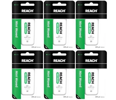 6 Pack Reach Mint Waxed Dental Floss - 200 yard Each - Image 1 of 3