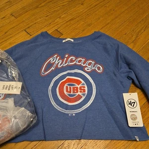  Chicago Cubs Crop Brand 47 Sweatshirt Damen M blau Cropped Grafik Pullover - Bild 1 von 5