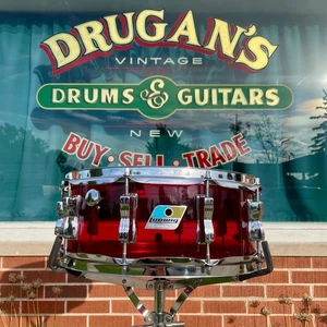 70er Jahre Ludwig Red Vistalite 5x14 Snare Drum 10-Lug - Bild 1 von 16