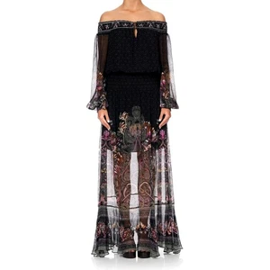 Camilla Vestido Fuera Hombro Fruncido "Noches Inquietas" 100% Seda Talla S Nuevo con Etiquetas $749 - Imagen 1 de 18