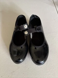 Bloch Techno Tap Girls Size 12 M Black Patent Tap Dance Shoes Button-On - Bild 1 von 8