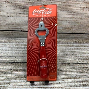 Coca-Cola Coke Contour Bottle Opener Red Plastic Handle Barware On Card - Picture 1 of 6