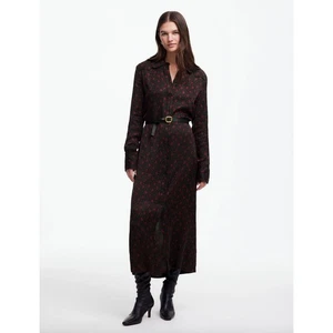 Madewell abito camicia midi bottoni davanti floreale viscosa raso nero US 14 nuovo con etichette - Foto 1 di 12