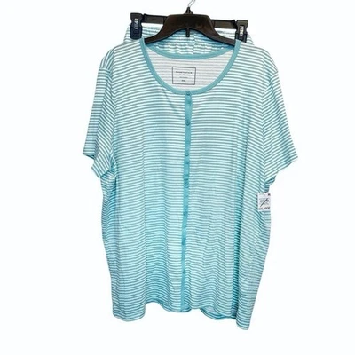 Conjunto de pijama Charter Club bermudas de algodón en azul alimentador a rayas de vidrio XXL nuevo Foto 1 de 4