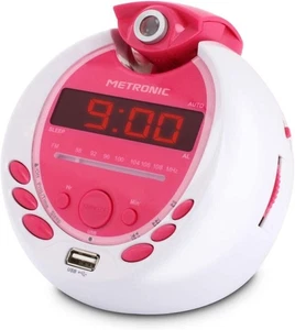 Metronic MP3 USB proiezione radiosveglia per bambini - bianco e rosa - Foto 1 di 9