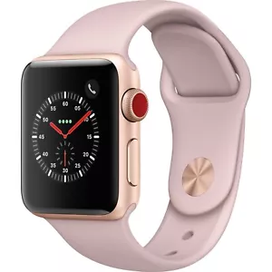 Apple Watch SerieS 3 38 mm dorado aluminio, correa deportiva rosa (GPS + CELULAR) MQJQ2LL/A - Imagen 1 de 1