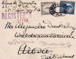 US 1925 reg. cover to Switzerland bearing Christmas Seal (SC WX35) on back, nice - Picture 1 of 2