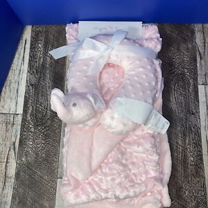 SL Home Fashions Baby Blanket & Travel Pillow Elephant Minky Dots Embossed Pink