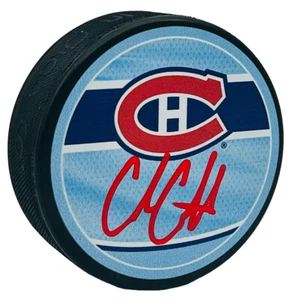 COLE CAUFIELD MONTREAL CANADIENS SIGNED PUCK 2022-23 REVERSE RETRO BECKETT COA - Picture 1 of 2
