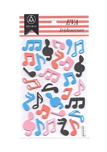 NEW puffy musical notes & symbols glitter stickers sheet size 18cm X  10cm  - Foto 1 di 2
