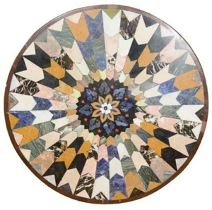 48'' Black Marble dining Table Top Inlay Pietra Dura Handmade Work Home Decor - Picture 1 of 5