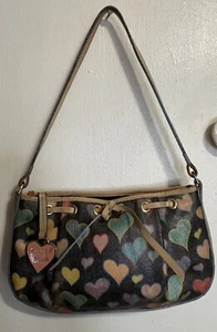 VINTAGE Y2K DOONEY & BOURKE Rainbow Hearts Small Purse Hobo Shoulder Bag - Picture 1 of 18
