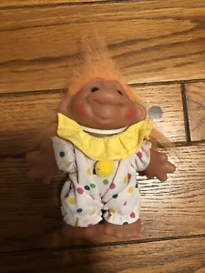 Figura de payaso muñeca troll pelo naranja vintage Dam 1986 - Imagen 1 de 3