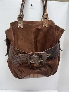 Borsa a tracolla Cole Haan serie G marrone fibbia pelle di coccodrillo scamosciata usata in ottime condizioni - Foto 1 di 6