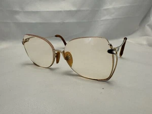 Vtg Tura M-426 Oversize Eyeglass Frames HGP 55[]18 Gold w/ Blue Enamel Half R - Picture 1 of 6