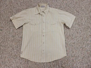 Rip Curl Shirt Mens Medium Yellow Beige Striped Pearl Snap Western Cowboy Preppy - Picture 1 of 19