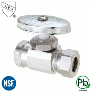 1/2 " FIP x 1/2 " Slip Joint Multi Turn Brass Angle Stop Valve (Lead Free) - Picture 1 of 1