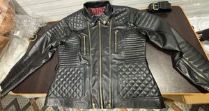 Women's Genuine Leather Black Quilted Motorcycle Jacket Designer Biker Jacket - Picture 1 of 13