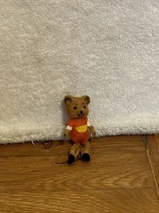 Vintage Kunstlerschutz Flocked Girl Bear Toy W Outfit, West Germany, Handwork - Picture 1 of 7
