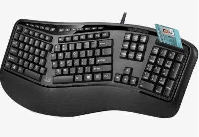Adesso TruForm AKB-150SB-TAA Desktop Ergonomic Smart Card Reader Keyboard - Image 1 of 4