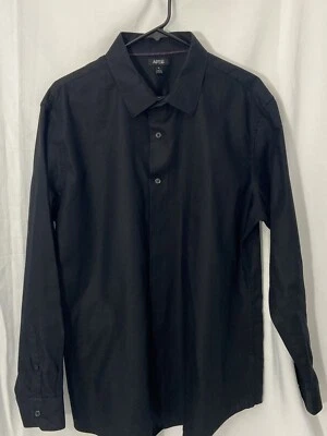 Apt. Camisa de vestir 9 abotonada manga larga negra grande Foto 1 de 2