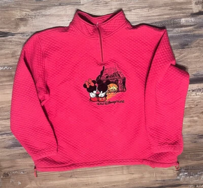 Walt Disney World Mujer 1/4 Cremallera Pull Over Mickey & Minnie Chimenea Rojo XXL Foto 1 de 4