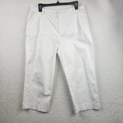 Pantalones capri Chaps para mujer talla 10 bolsillos elásticos gancho y ojo 98 % algodón 2 % elastano Foto 1 de 4