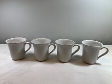 Crate And Barrel Solid White Coffee Mug Made In Portugal Heavy Classic, Set Of 4
