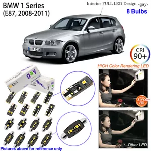 8 Bulbs LED Interior Light Kit Xenon White For (E81 E87) 2007-2011 BMW 1 Series - Picture 1 of 8
