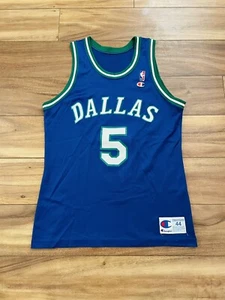 Vintage 90's Jason Kidd #5 Dallas Mavericks Champion Jersey Size 44 USA - Picture 1 of 11
