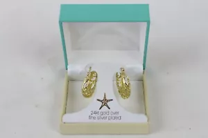 New NIB 24kt Gold Over Fine Silver Plated Ear Ring Set Retail $50 Jewelry - Picture 1 of 7